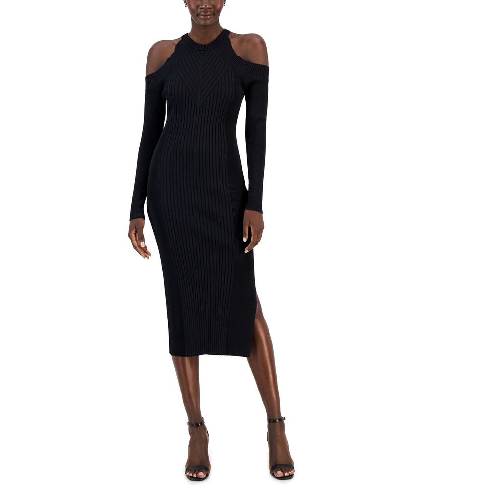 INC Women's Ribbed Bodycon Cold-Shoulder Sweater Dress - Picture 2 of 7